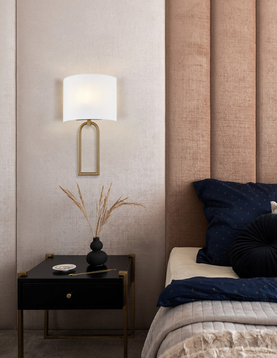 Justice Designs FAB-4333-WHTE-BRSS One Light Wall Sconce, Matte Black