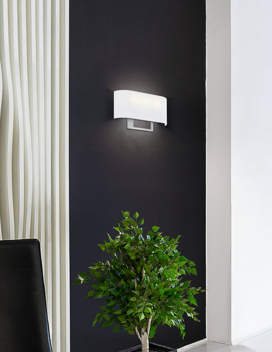 Justice Designs FAB-4334-WHTE-NCKL Three Light Wall Sconce, Brushed Nickel