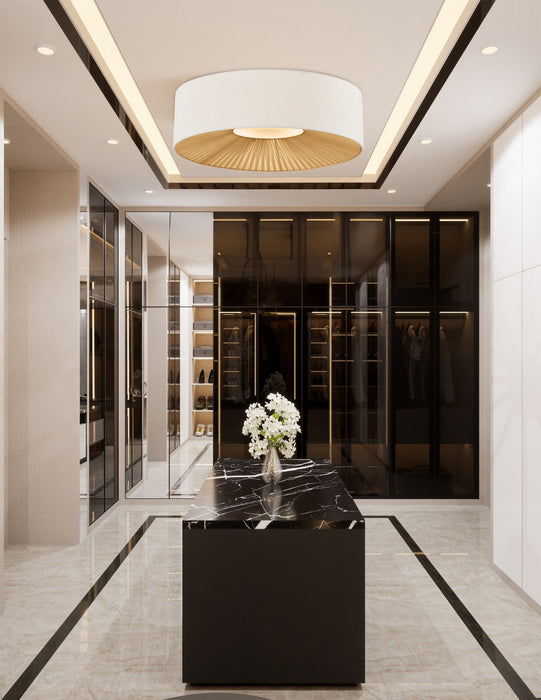 Justice Designs FAB-9583-CREM-MBLK Eight Light Flush-Mount, Matte Black