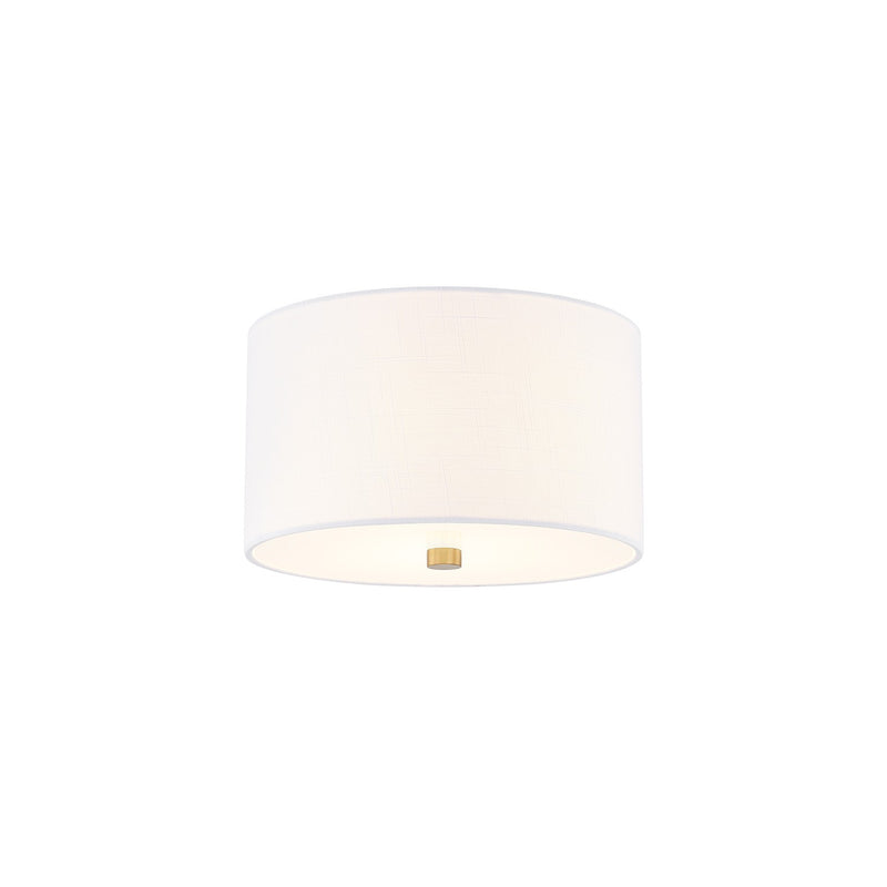 Justice Designs FAB-9730-WHTE-BRSS Two Light Flush-Mount, Brushed Brass