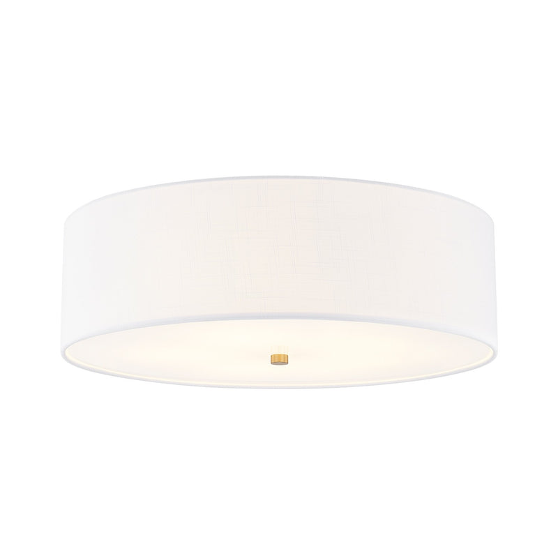 Justice Designs FAB-9732-WHTE-BRSS Five Light Flush-Mount, Brushed Brass