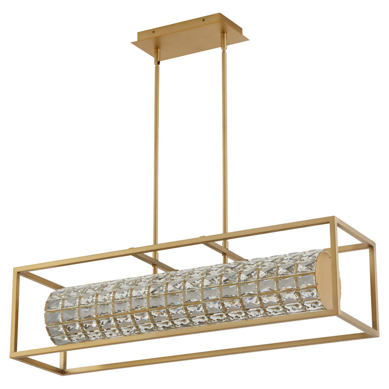Quorum 3-676-40 LED Linear Pendant, Aged Brass