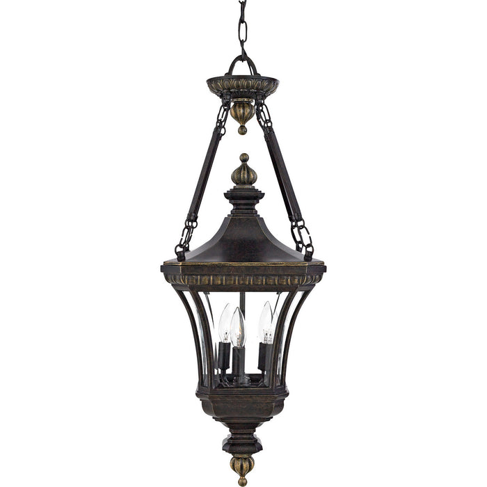 Quoizel DE1490IB Three Light Outdoor Hanging Lantern, Imperial Bronze