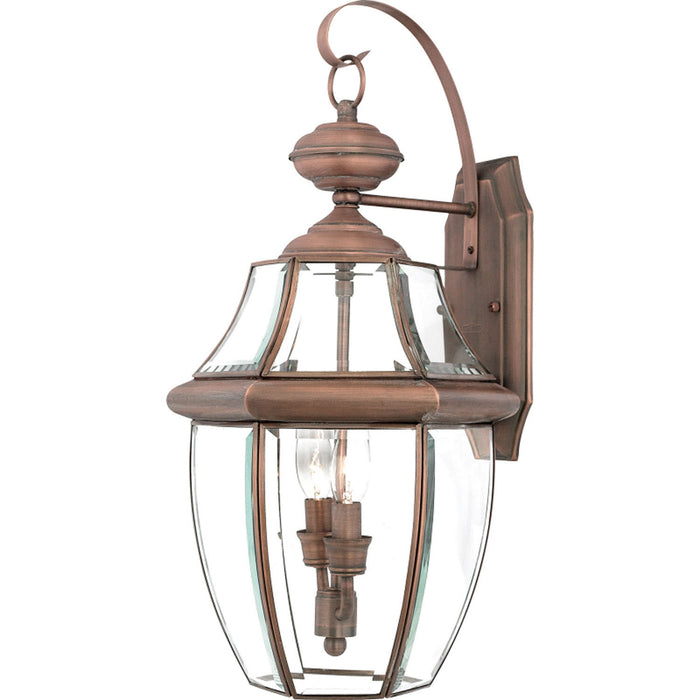 Quoizel NY8317AC Two Light Outdoor Wall Lantern, Aged Copper