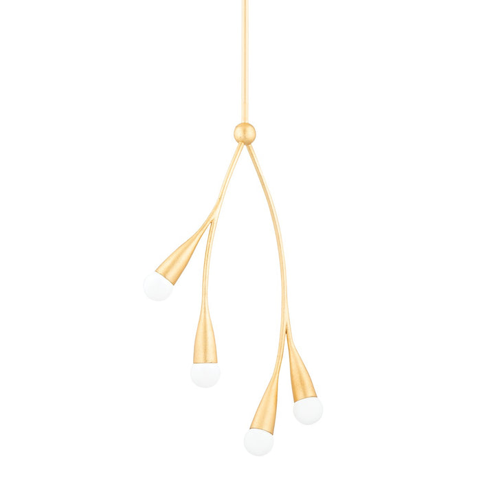 Mitzi H689704-GL Four Light Pendant, Gold Leaf