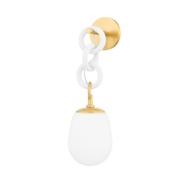 Mitzi H690101-AGB/TWH One Light Wall Sconce, Aged Brass/Textured White