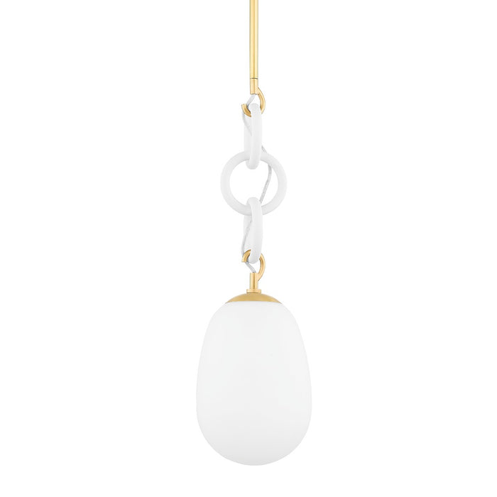 Mitzi H690701-AGB/TWH One Light Pendant, Aged Brass/Textured White