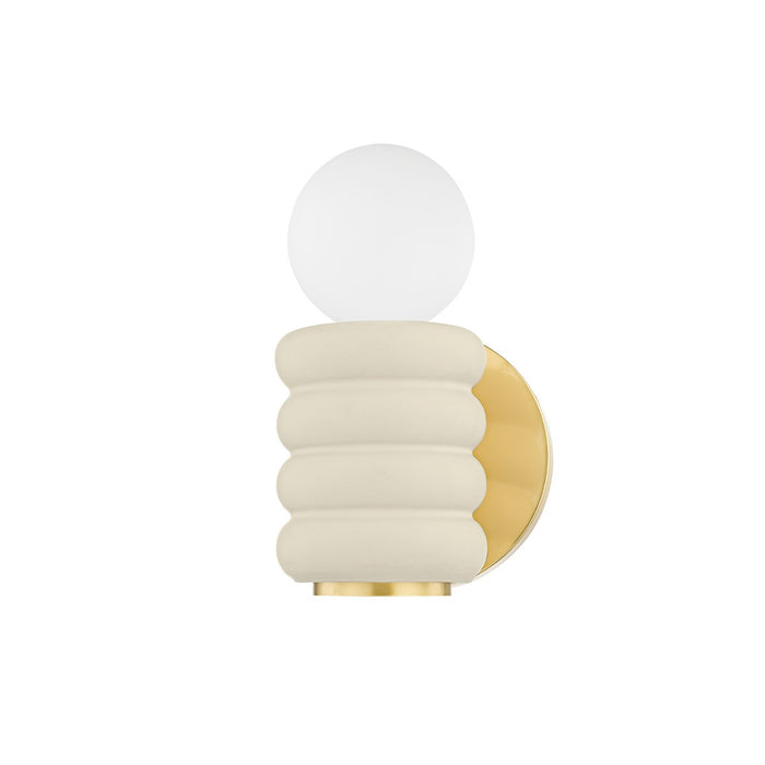 Mitzi H691101-AGB/CAI One Light Wall Sconce, Aged Brass/Ceramic Antique Ivory