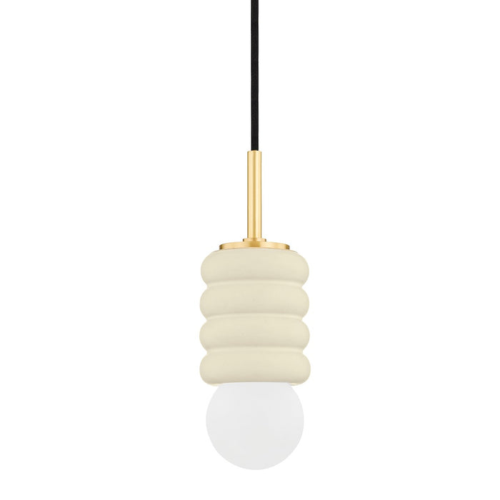 Mitzi H691701-AGB/CAI One Light Pendant, Aged Brass/Ceramic Antique Ivory
