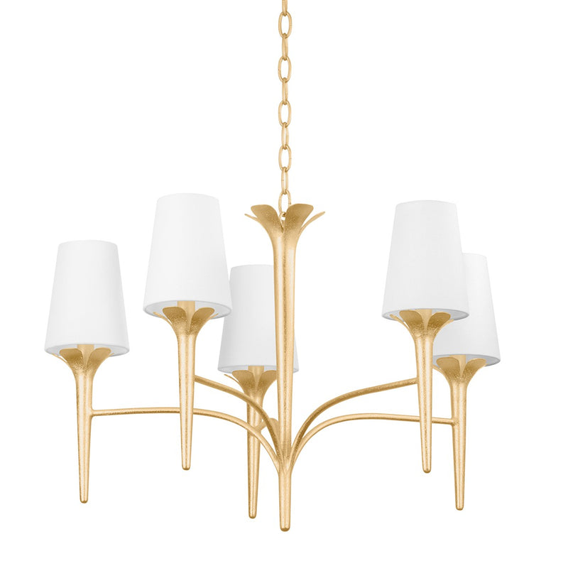 Mitzi H733805-GL Five Light Chandelier, Gold Leaf