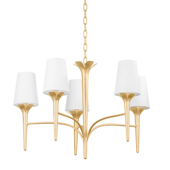 Mitzi H733805-GL Five Light Chandelier, Gold Leaf
