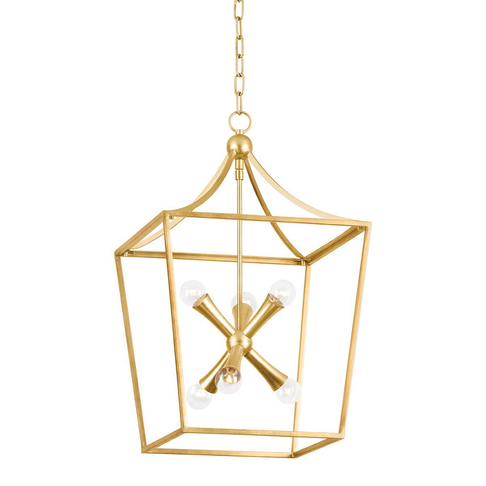 Mitzi H807706L-VGL Six Light Lantern, Vintage Gold Leaf