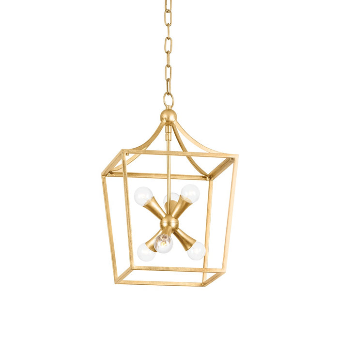 Mitzi H807706S-VGL Six Light Lantern, Vintage Gold Leaf
