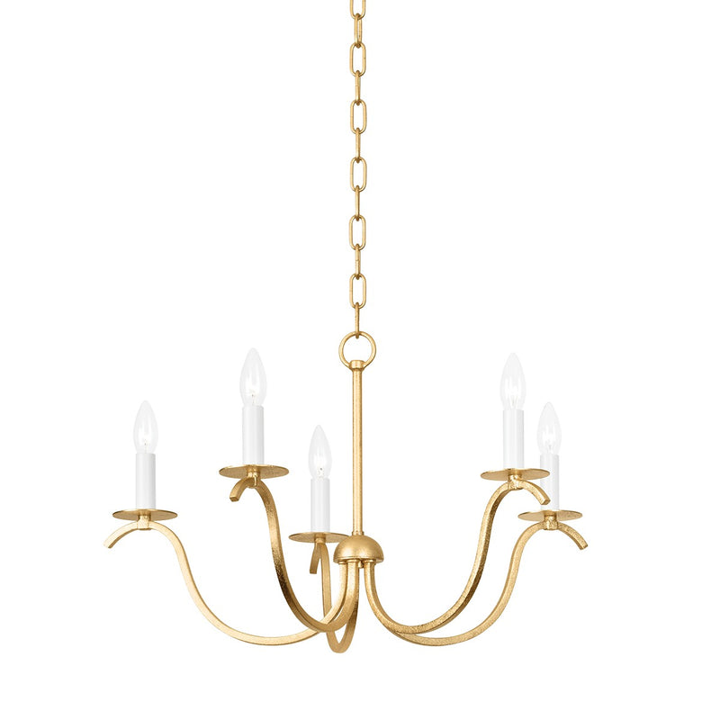 Mitzi H809805-GL Five Light Chandelier, Gold Leaf