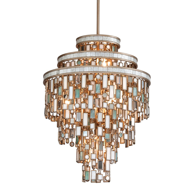 Corbett Lighting 142-47-CPL Seven Light Chandelier, Champagne Leaf