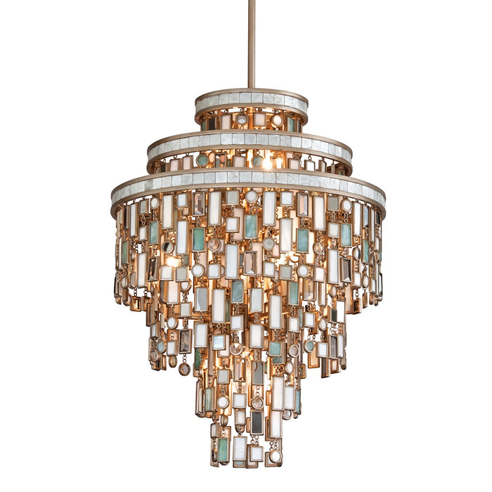 Corbett Lighting 142-47-CPL Seven Light Chandelier, Champagne Leaf