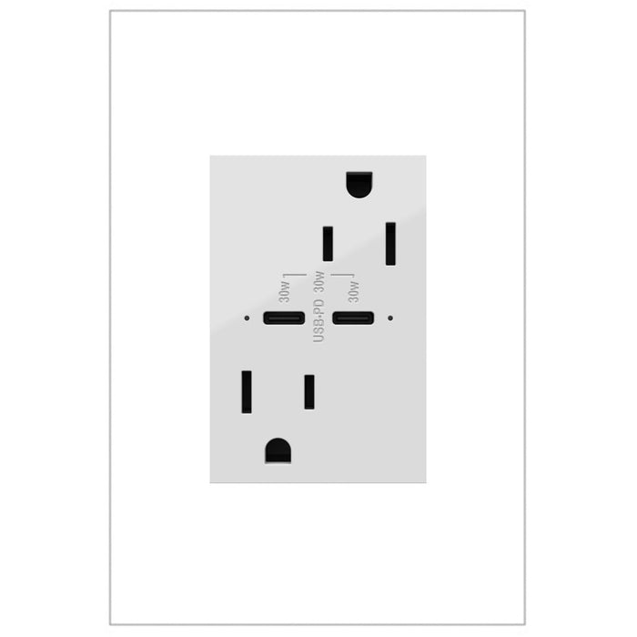 Legrand ARTRUSB15PD30W4 Ultra-Fast Plus Power Delivery USB Type-C/C Outlet, White