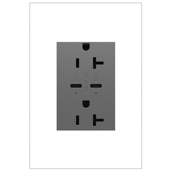 Legrand ARTRUSB20PD30M4 Ultra-Fast Plus Power Delivery USB Type-C/C Outlet, Magnesium