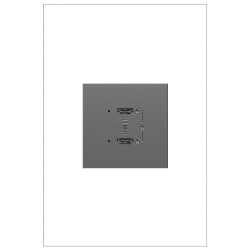 Legrand ARUSB30PDM4 Plus Power Delivery USB Type-C/C Outlet Module, Magnesium