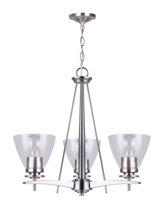 Canarm ICH256A03BN-RG Three Light Chandelier, Brushed Nickel