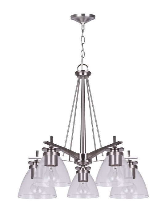 Canarm ICH256A05BN-RG Five Light Chandelier, Brushed Nickel