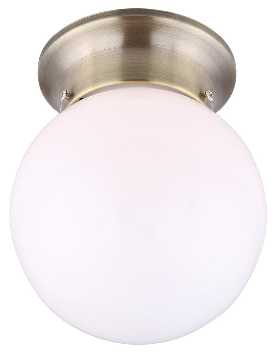 Canarm ICL901 One Light Flush Mount, Antique Brass