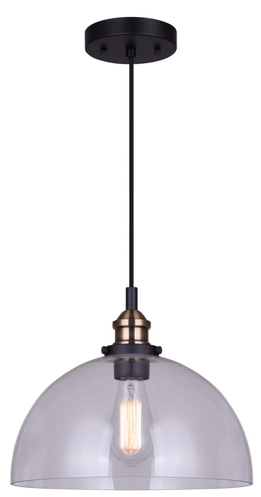 Canarm IPL674B01BKG One Light Pendant, Matte Black And Gold