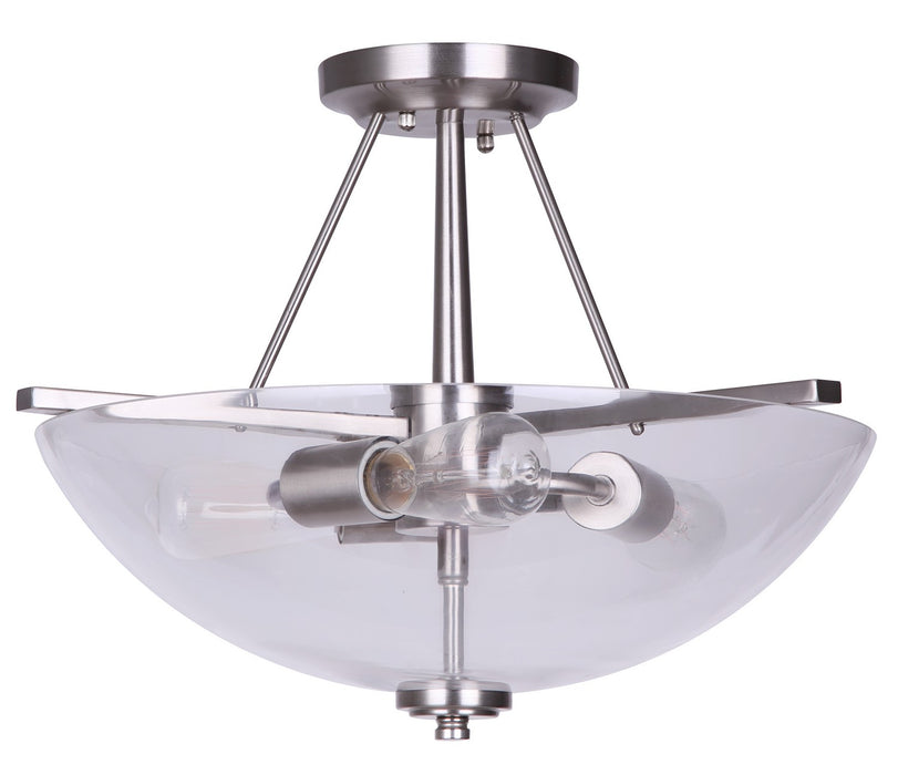 Canarm ISF256A03BN-RG Three Light Semi-Flush Mount, Brushed Nickel