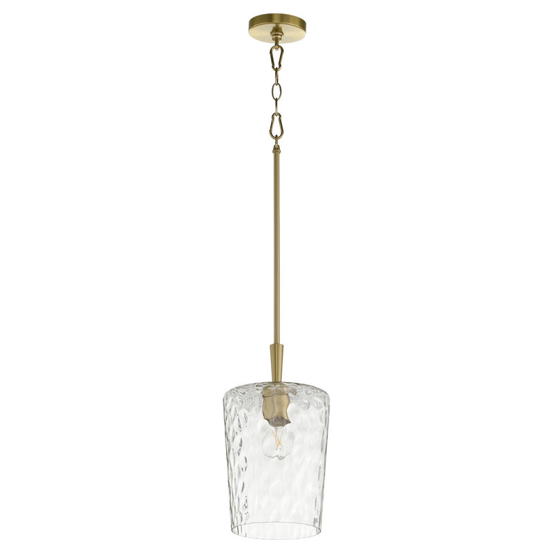 Quorum 3204-80 One Light Pendant, Aged Brass