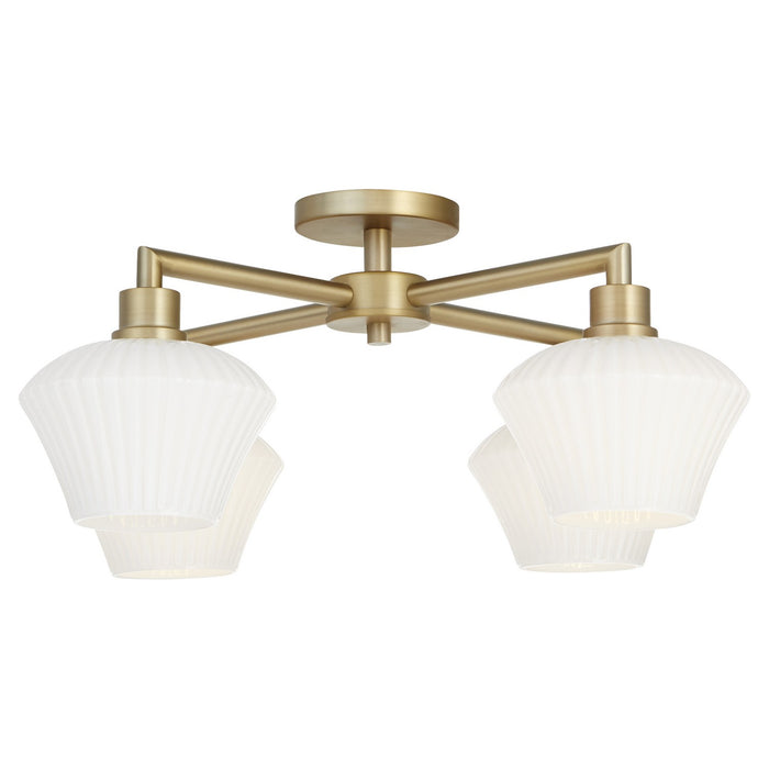 Quorum 3221-26-80 Four Light Flush Mount, Aged Brass