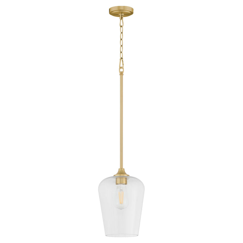 Quorum 3313-80 One Light Pendant, Aged Brass
