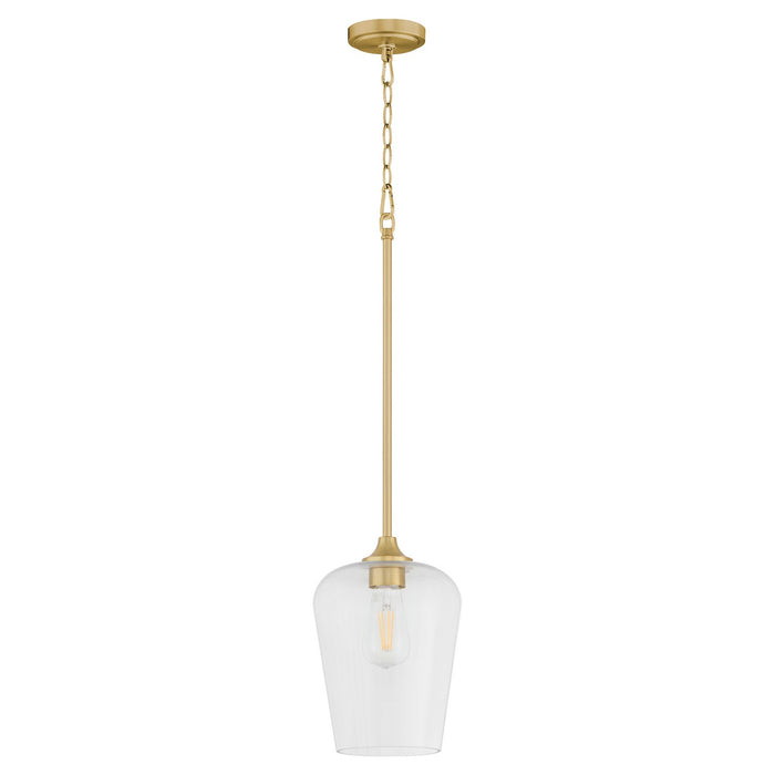 Quorum 3313-80 One Light Pendant, Aged Brass