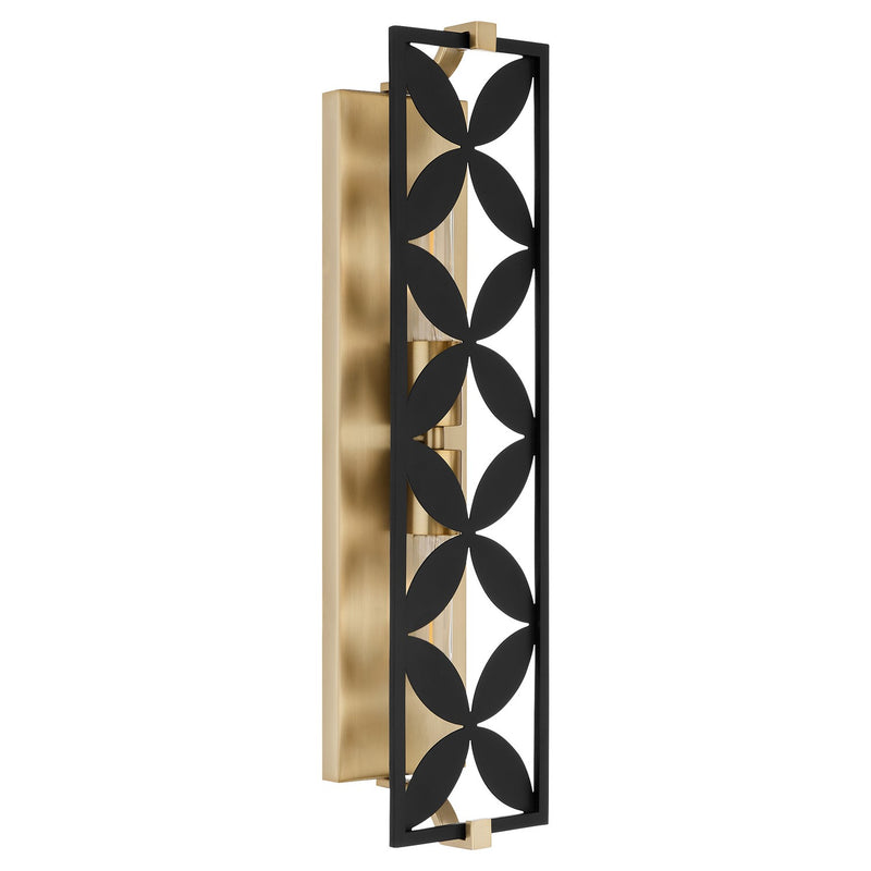 Quorum 583-2-5980 Two Light Vanity, Matte Black w/Aged Brass