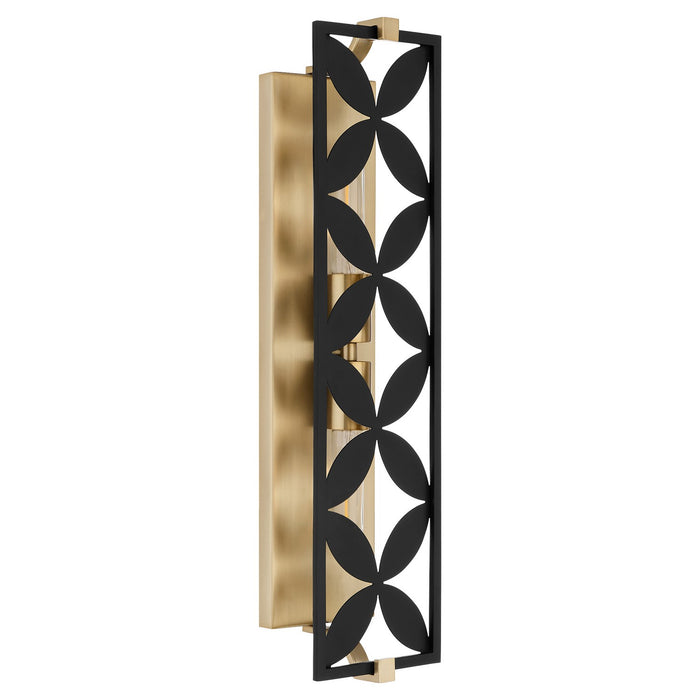 Quorum 583-2-5980 Two Light Vanity, Matte Black w/Aged Brass