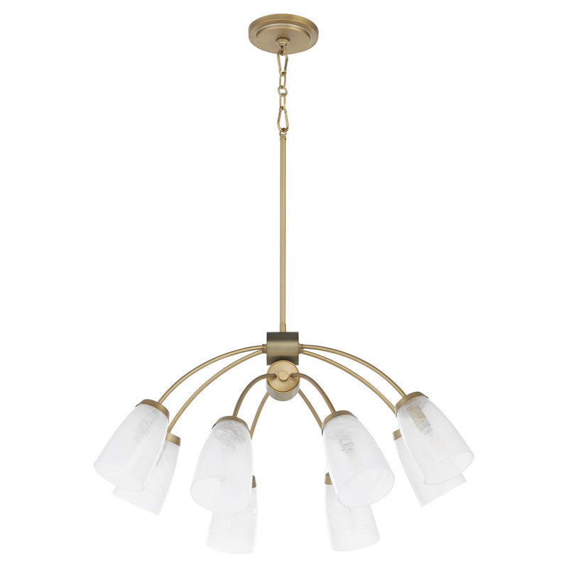 Quorum 6077-8-80 Eight Light Chandelier, Aged Brass
