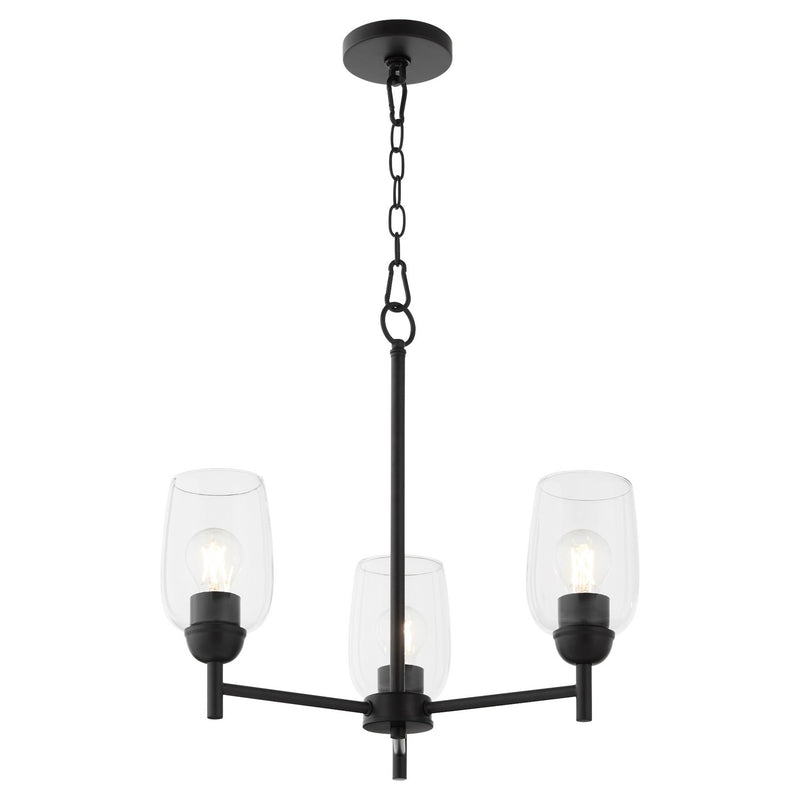 Quorum 6112-3-59 Three Light Chandelier, Matte Black