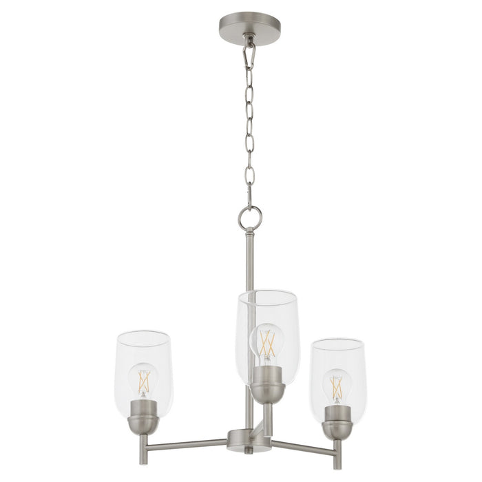 Quorum 6112-3-65 Three Light Chandelier, Satin Nickel