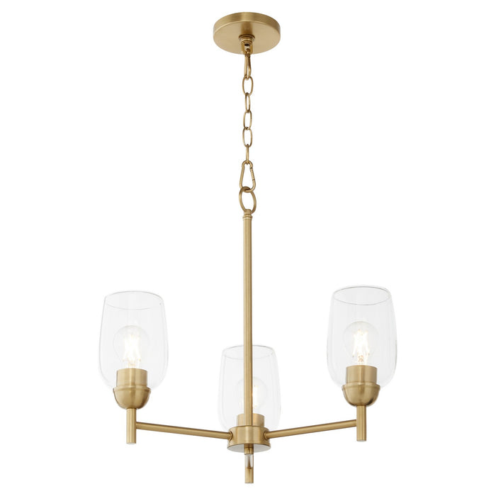 Quorum 6112-3-80 Three Light Chandelier, Aged Brass
