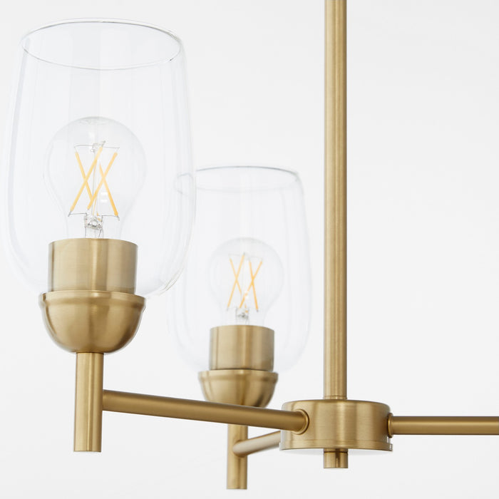 Quorum 6112-3-80 Three Light Chandelier, Aged Brass