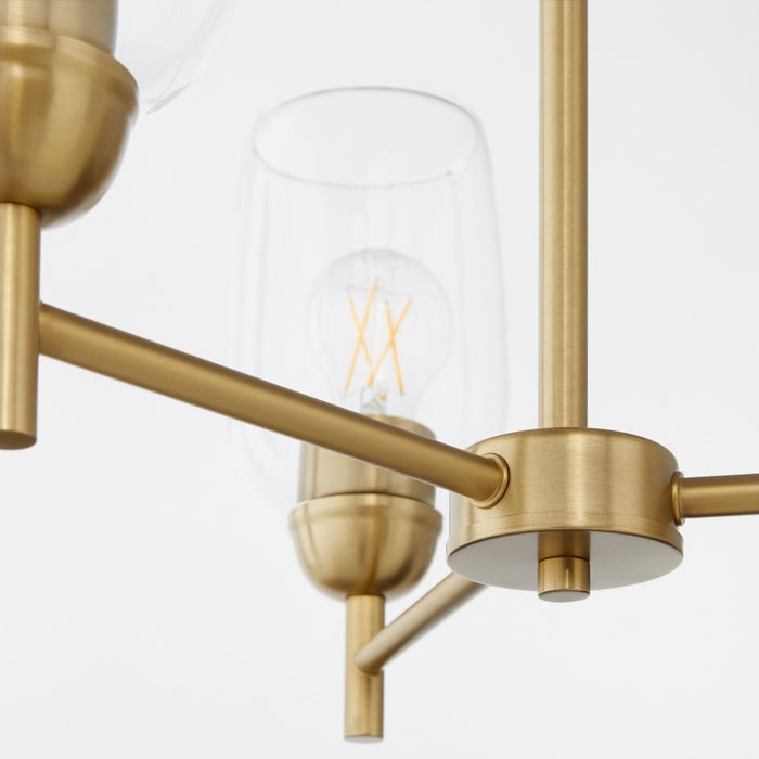 Quorum 6112-3-80 Three Light Chandelier, Aged Brass
