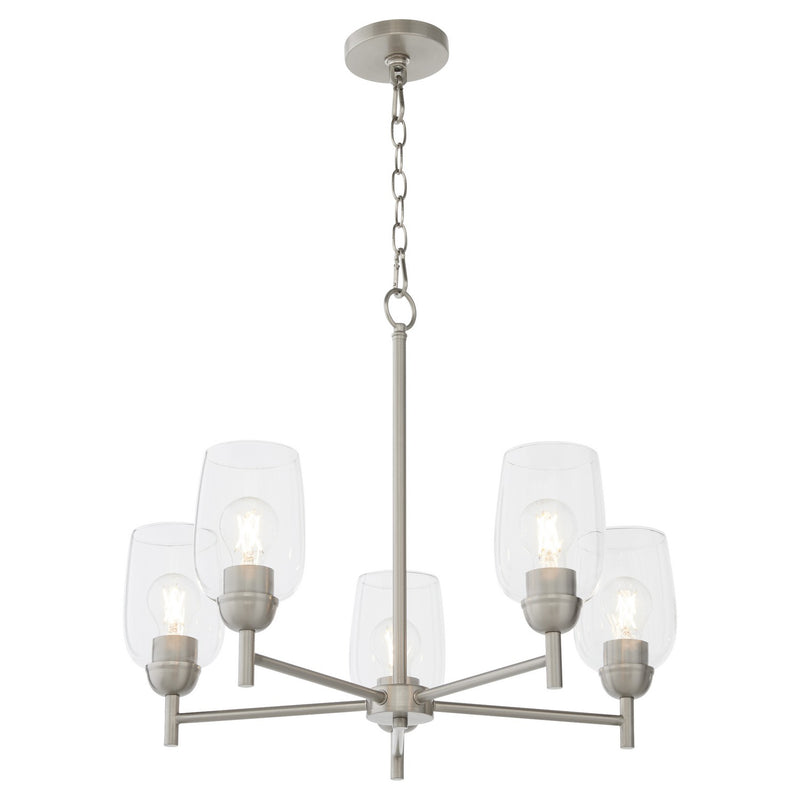 Quorum 6112-5-65 Five Light Chandelier, Satin Nickel
