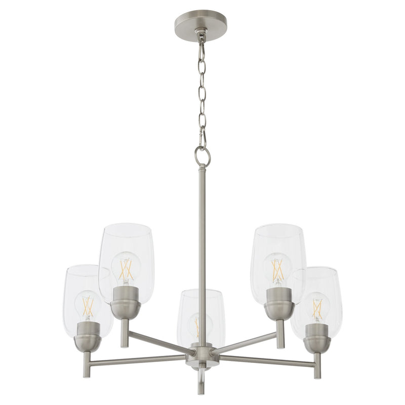 Quorum 6112-5-65 Five Light Chandelier, Satin Nickel