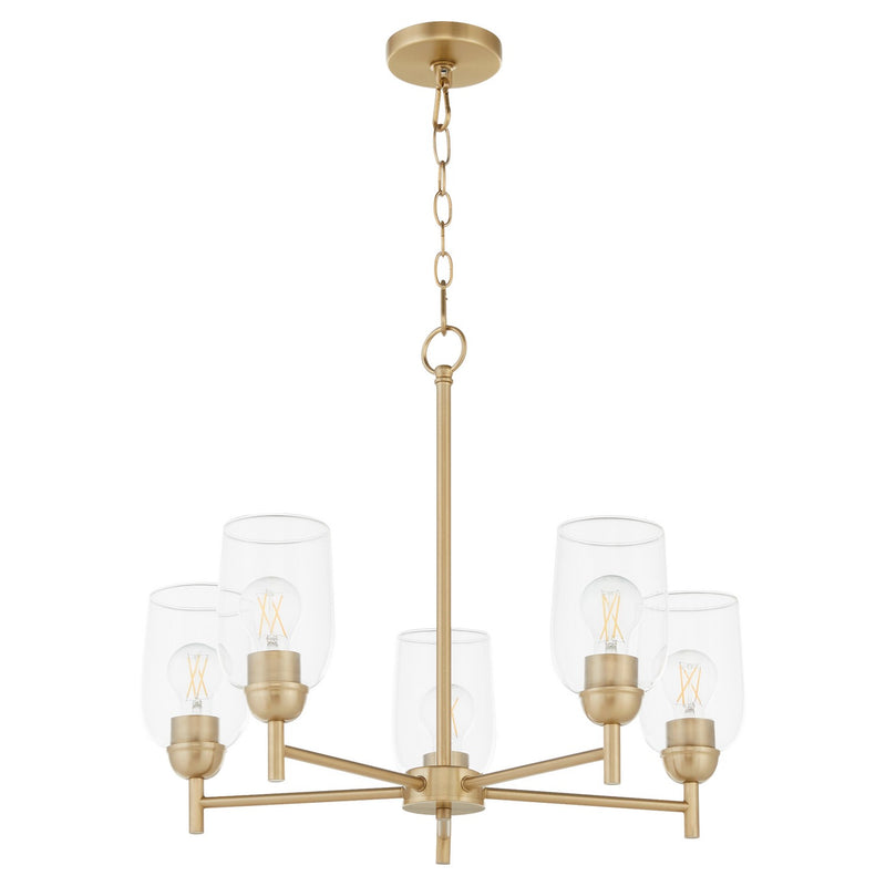 Quorum 6112-5-80 Five Light Chandelier, Aged Brass