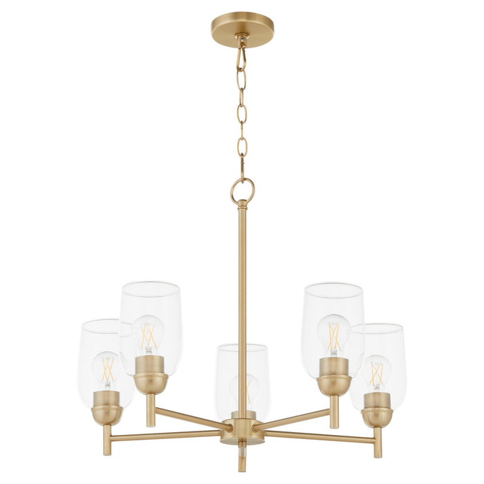 Quorum 6112-5-80 Five Light Chandelier, Aged Brass