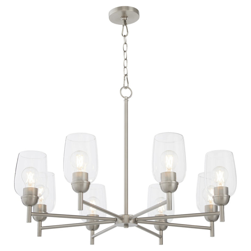 Quorum 6112-8-65 Eight Light Chandelier, Satin Nickel