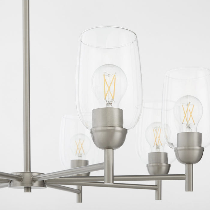 Quorum 6112-8-65 Eight Light Chandelier, Satin Nickel