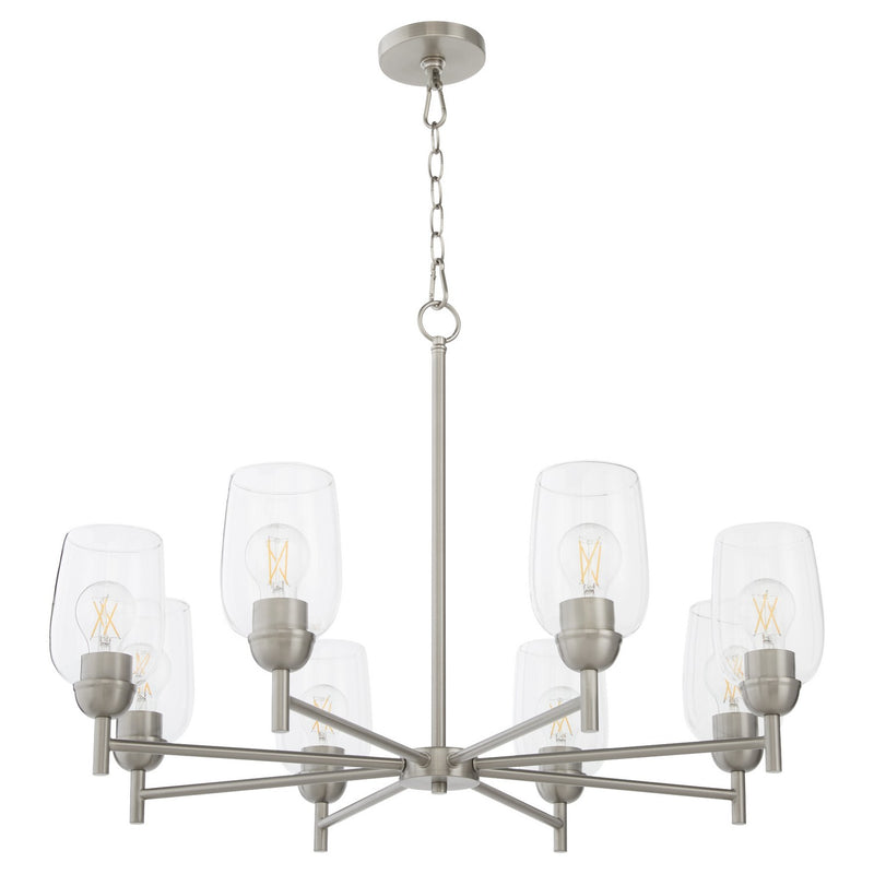 Quorum 6112-8-65 Eight Light Chandelier, Satin Nickel