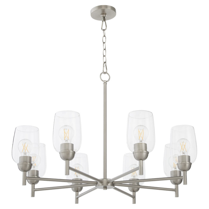 Quorum 6112-8-65 Eight Light Chandelier, Satin Nickel