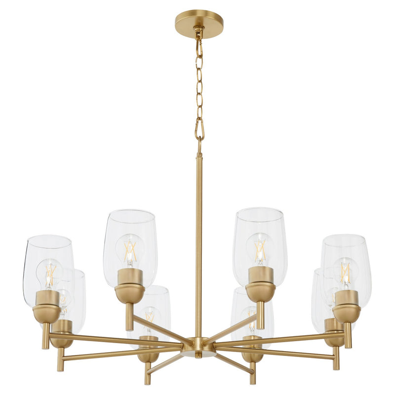 Quorum 6112-8-80 Eight Light Chandelier, Aged Brass
