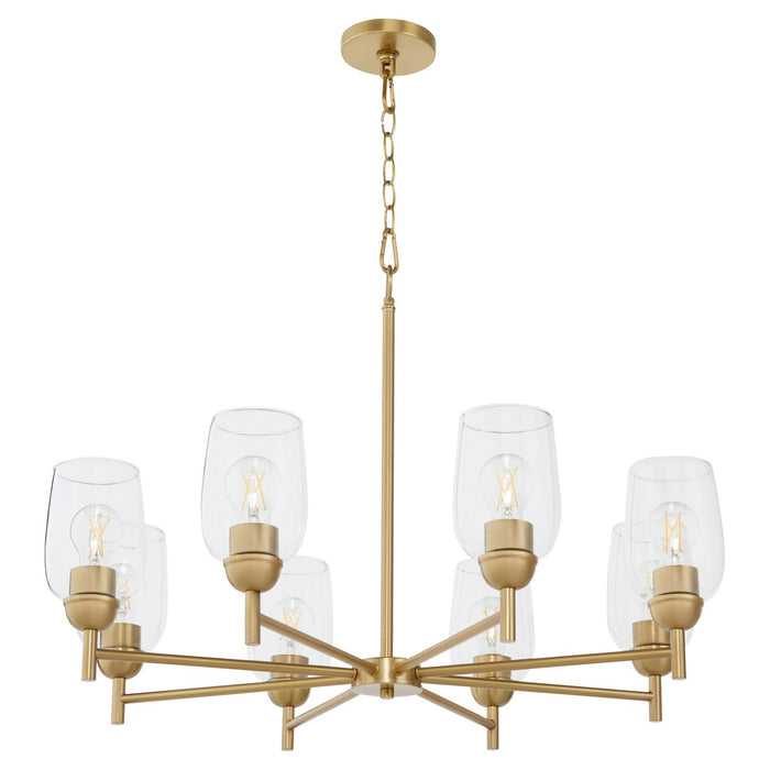 Quorum 6112-8-80 Eight Light Chandelier, Aged Brass